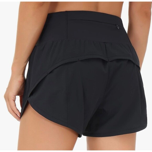 THE GYM PEOPLE High Waisted Running Shorts Size L Black New With Tag - Picture 7 of 10